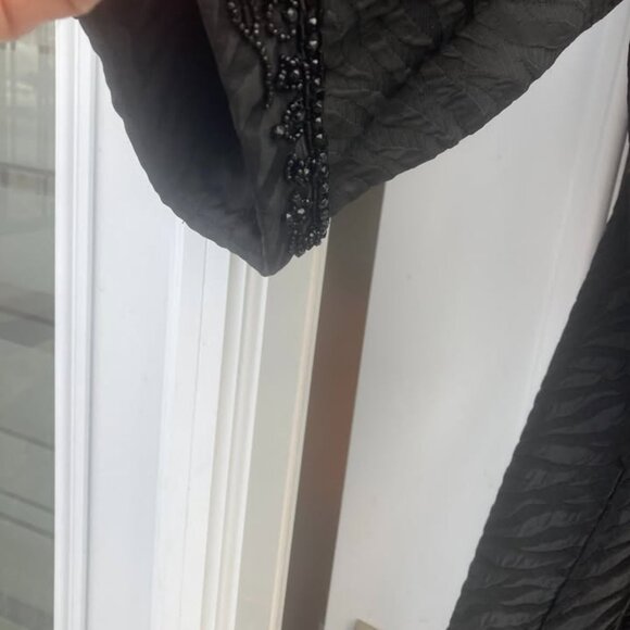 Vtg 1950 black taffeta cape womens opera coat sz Large - Picture 6 of 11